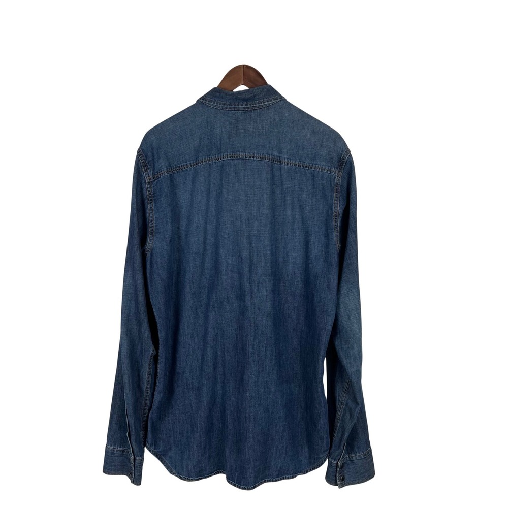 Gap 1969 Iconic Denim Western Shirt Mens Large Dark Indigo Snap Front Country - Picture 10 of 10